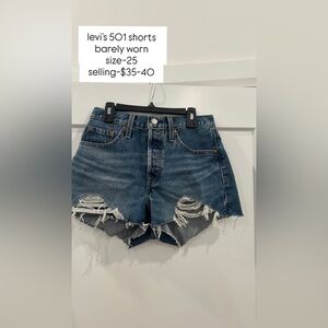 Levi's Classic Blue Ripped Jean Shorts